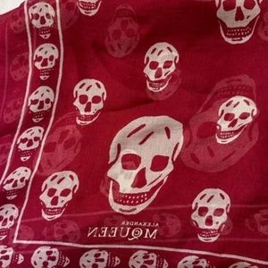 Alexander McQueen Red & White Skull Silk Scarf